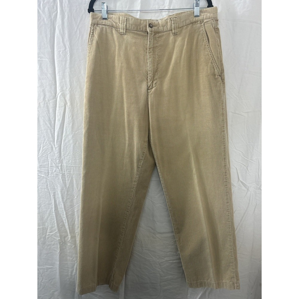 Fieldmaster Men's Tan Corduroy‎ Pants Size 34x32 Classic Fit Casual Trousers